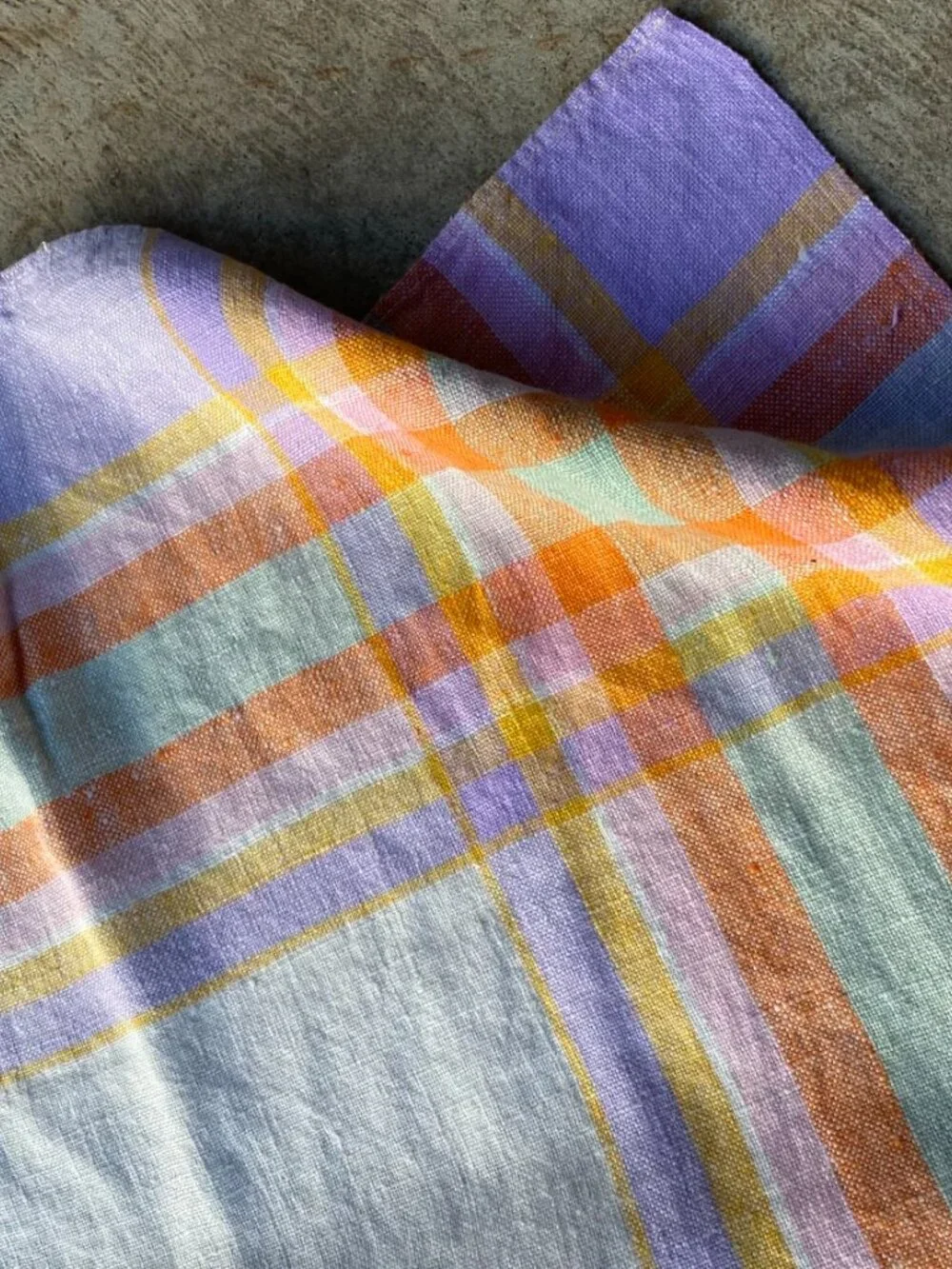 Antique Embroidered Tablecloth Floral Flowers Pastel Stripes Cross Stitch Summer